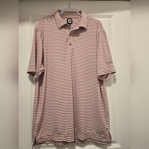FootJoy Men's Polo Shirt Red Striped Short Sleeve Collared Golf - Size XL